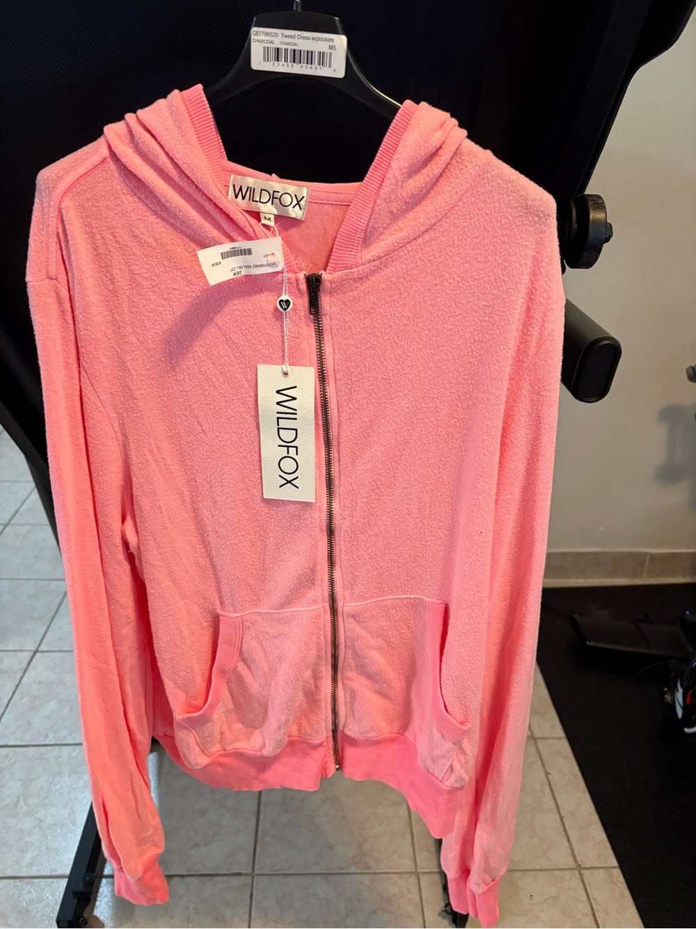 Wildfox Pink Hooded Zip-Up Jacket